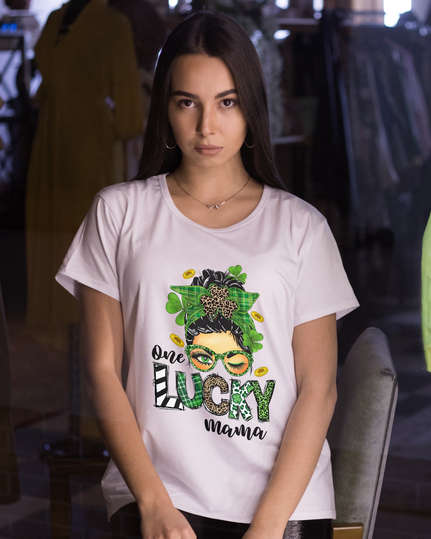 One Lucky Mama Oversized T-Shirt – White