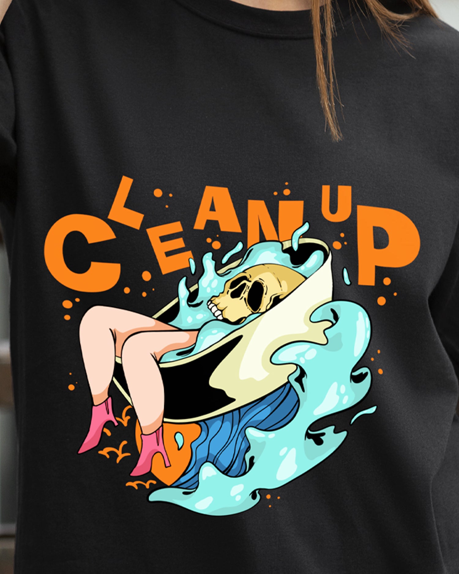 Clean Up Oversized Tee – Black