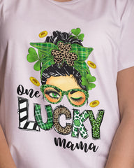 One Lucky Mama Oversized T-Shirt – White