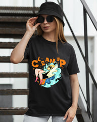Clean Up Oversized Tee – Black