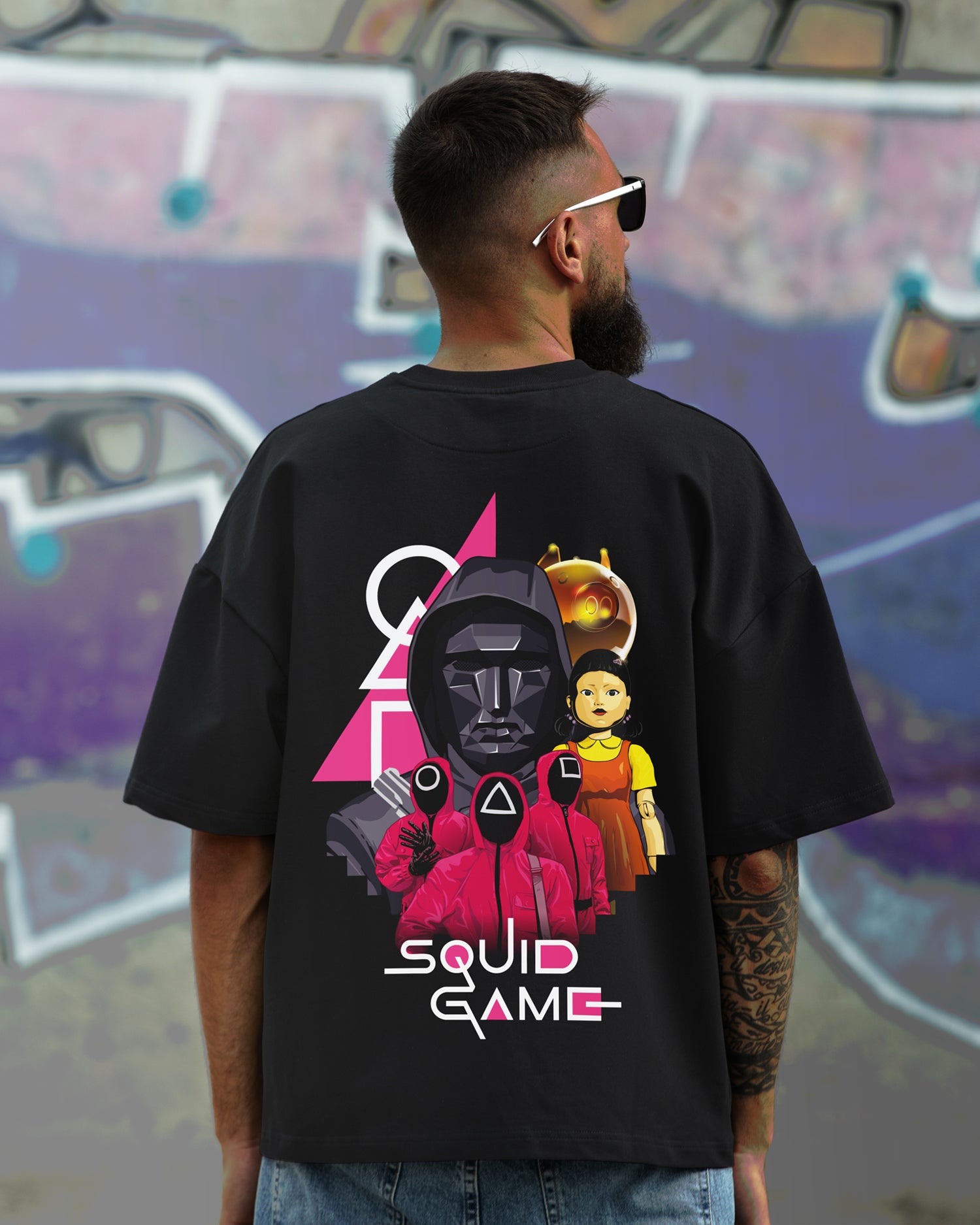 Squid Game Oversized Graphic T-Shirt – Black Edition
