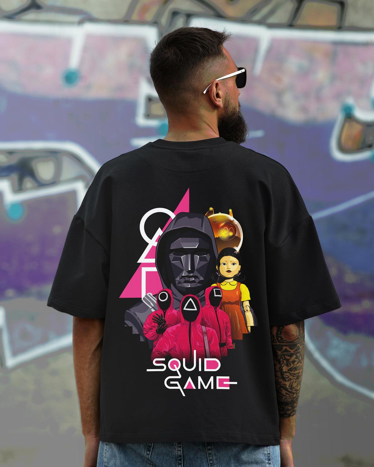 Squid Game Oversized Graphic T-Shirt – Black Edition